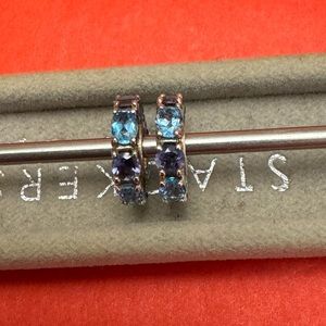 Storywheel sterling silver Swiss blue topaz and iolite stones charms x 2 only.